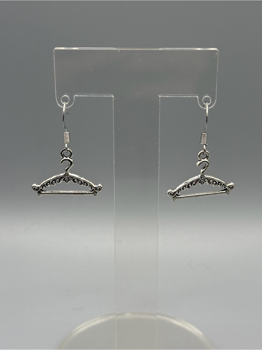 Silver Hanger Charm Drop Earrings - Handmade #E0528C